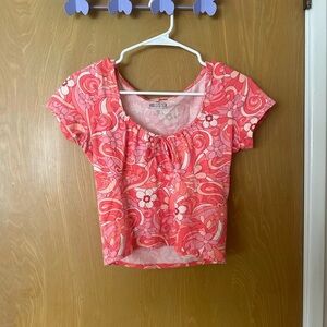 Hollister Pink Floral Crop Top corset style